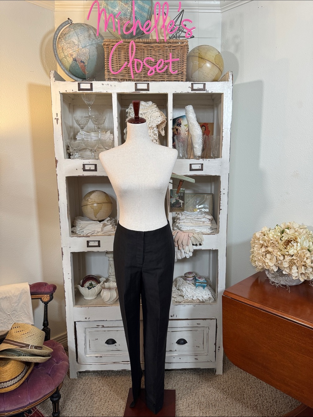 Vintage Monbacher Black Women's Straight-Leg Dress Pants - Classic Tailored